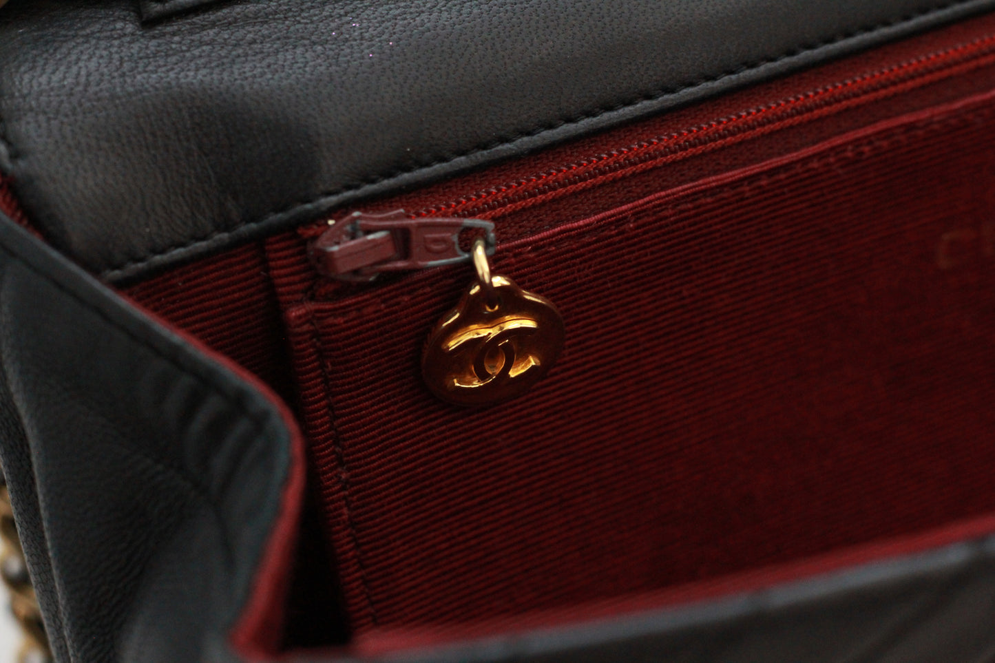 Chanel Black Lambskin Leather Flap Shoulder Bag | 1980's