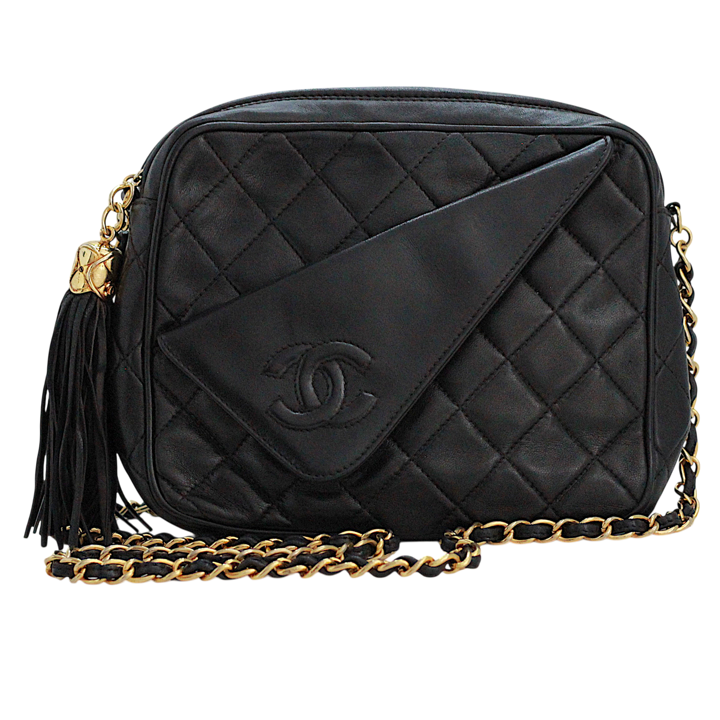 Chanel Black Lambskin Leather Camera Bag | 1989-1991