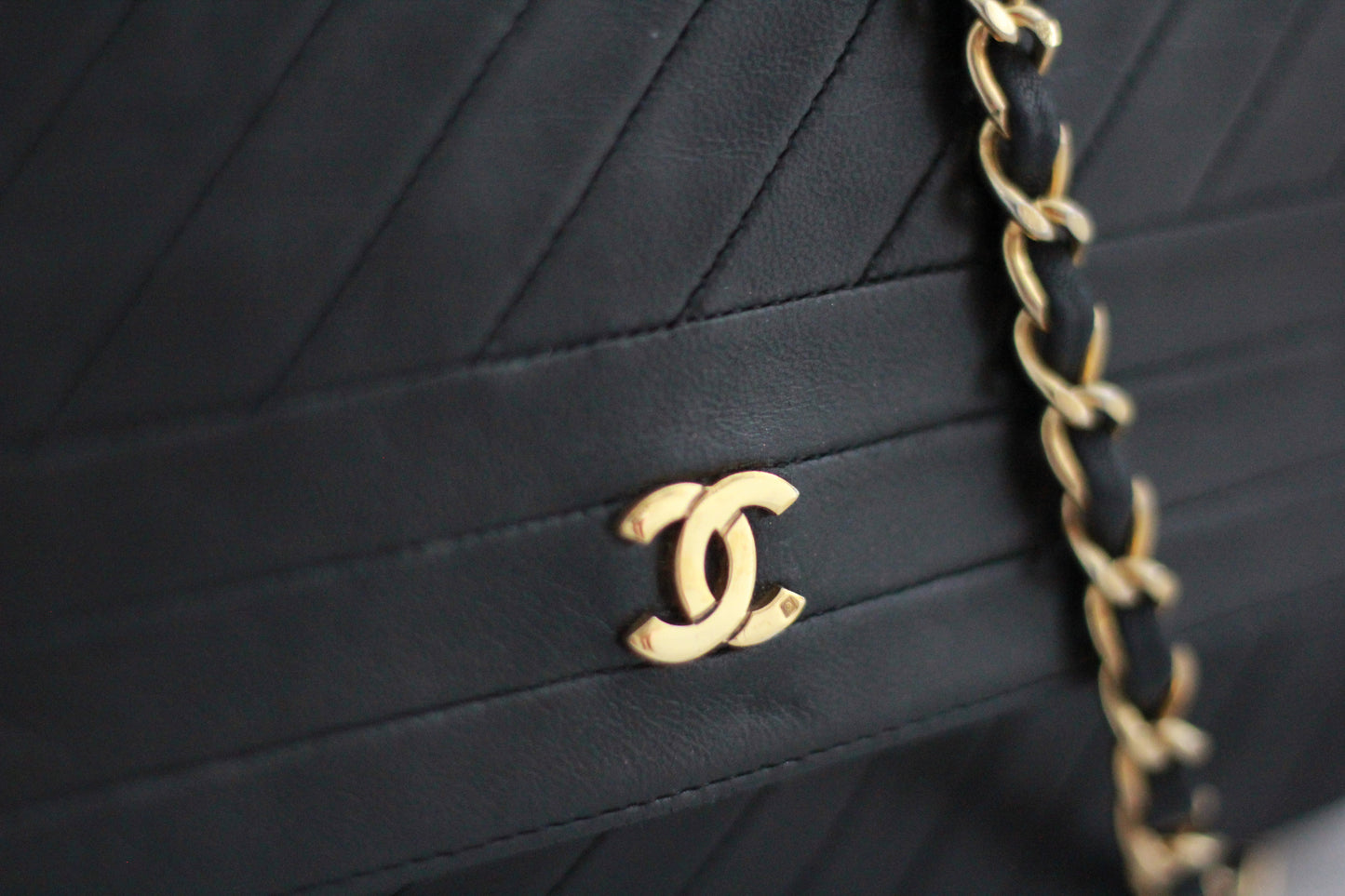 Chanel Black Lambskin Leather Flap Shoulder Bag | 1980's