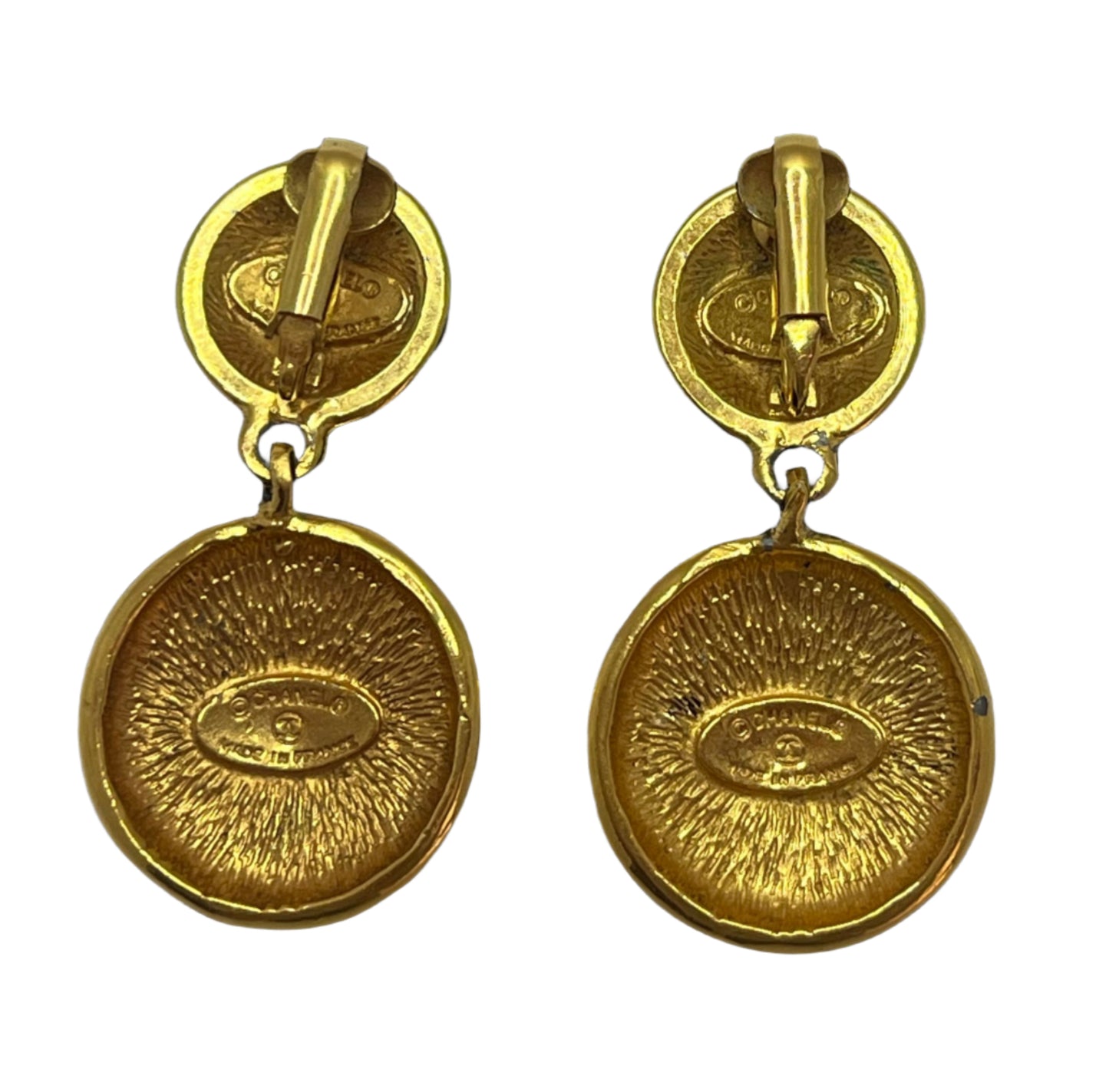 Chanel Medallion Drop Earrings | Gold 1980's