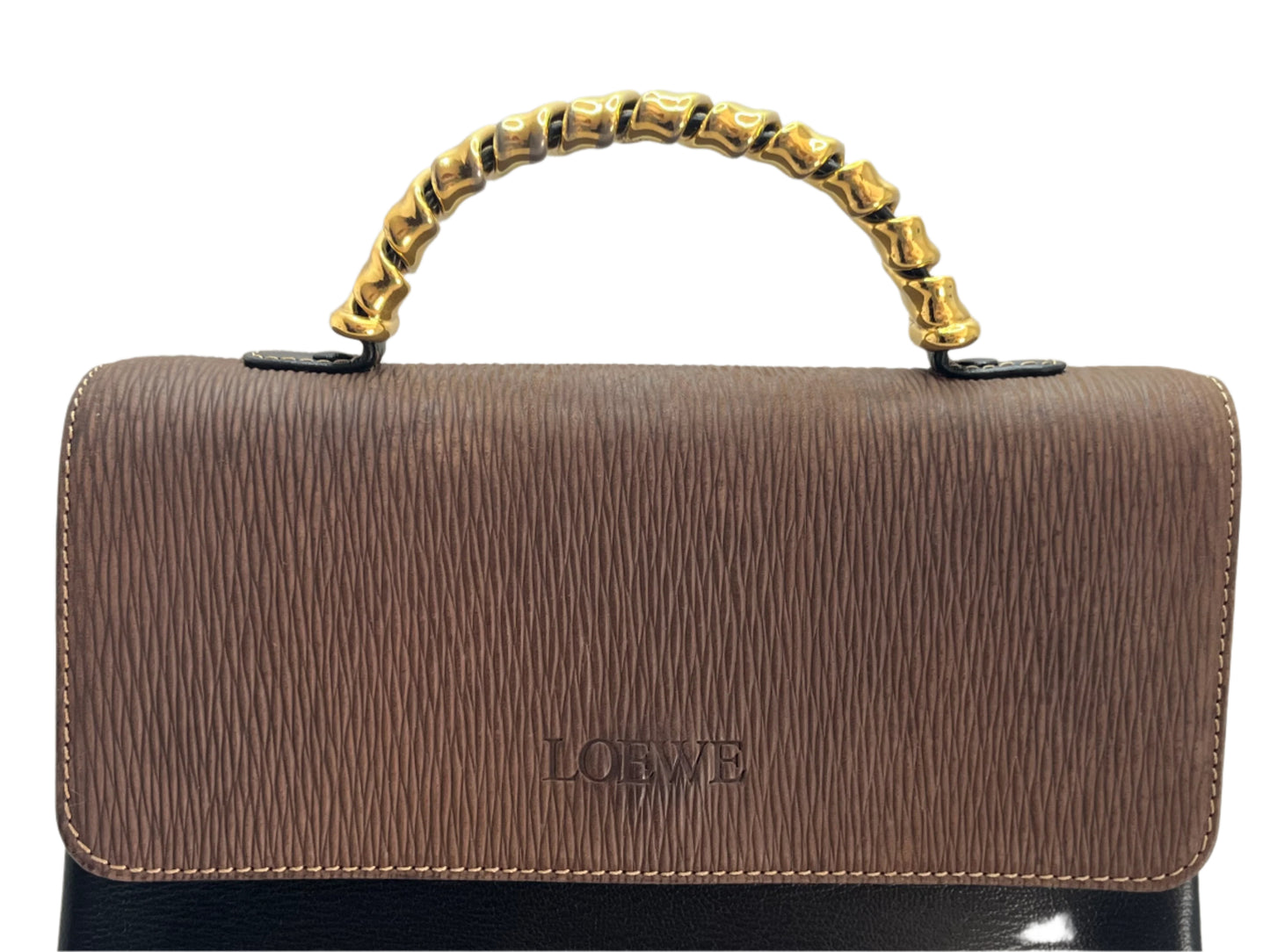 Loewe Velazquez Top Handle Flap Bag | Black and Brown