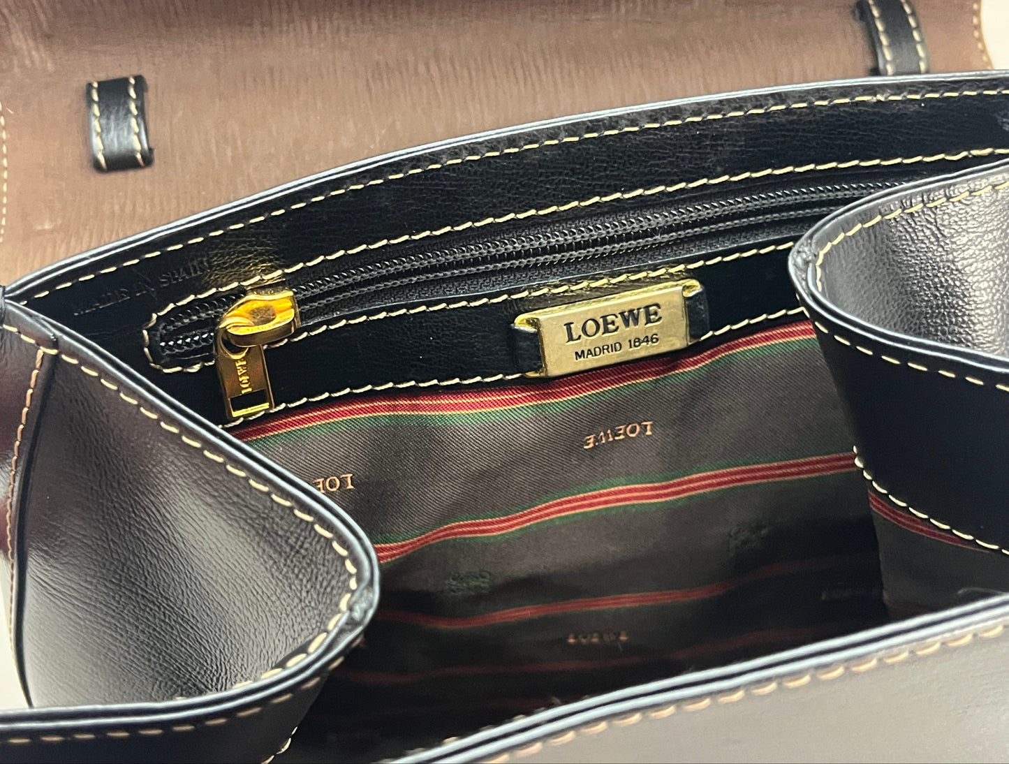 Loewe Velazquez Top Handle Flap Bag | Black and Brown