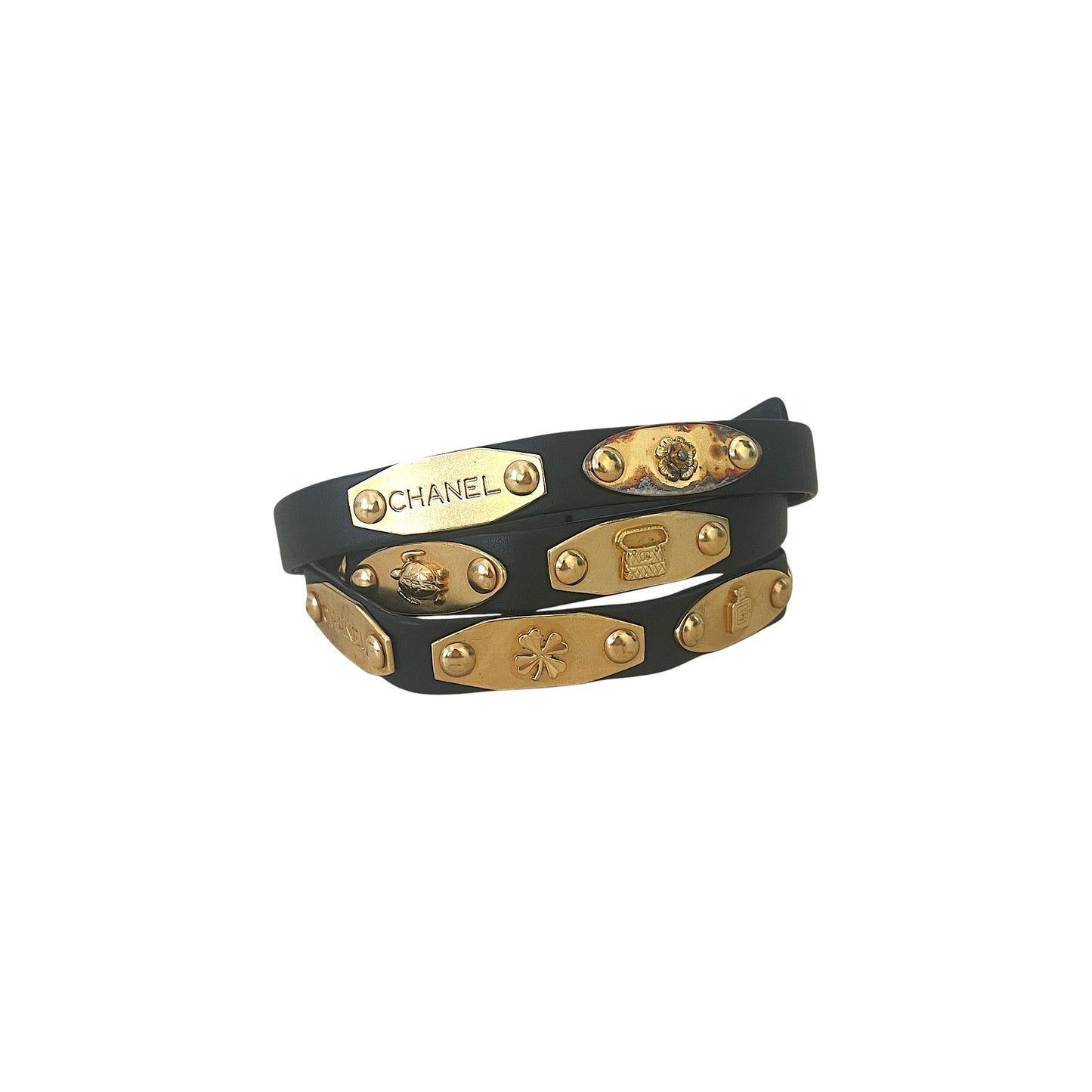 Chanel Black Leather Medallion Belt | Black & Gold 96P