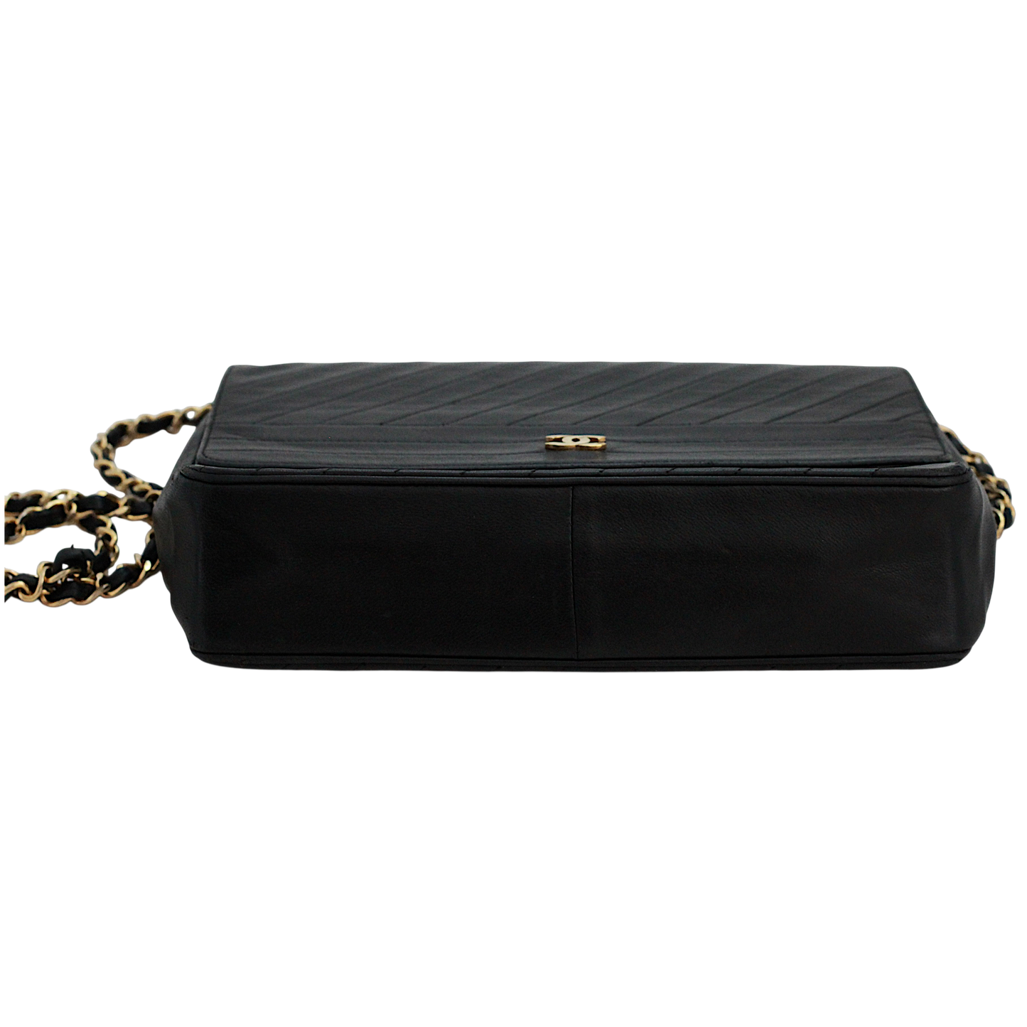 Chanel Black Lambskin Leather Flap Shoulder Bag | 1980's