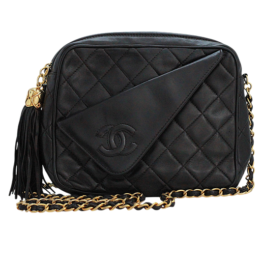 Chanel Black Lambskin Leather Camera Bag | 1989-1991