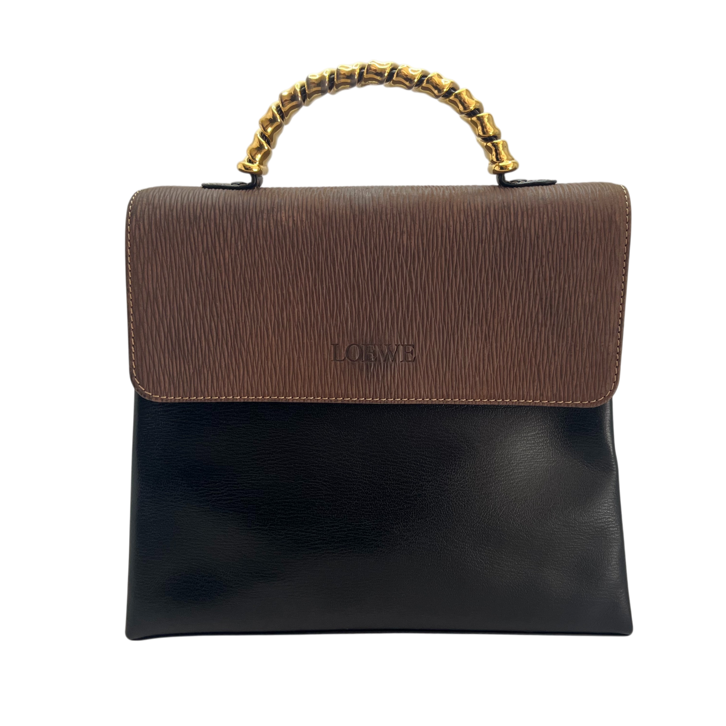 Loewe Velazquez Top Handle Flap Bag | Black and Brown