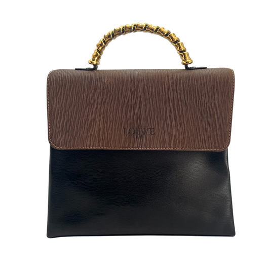 Loewe Velazquez Top Handle Flap Bag | Black and Brown