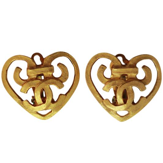 Chanel Heart Earrings | Gold 95P